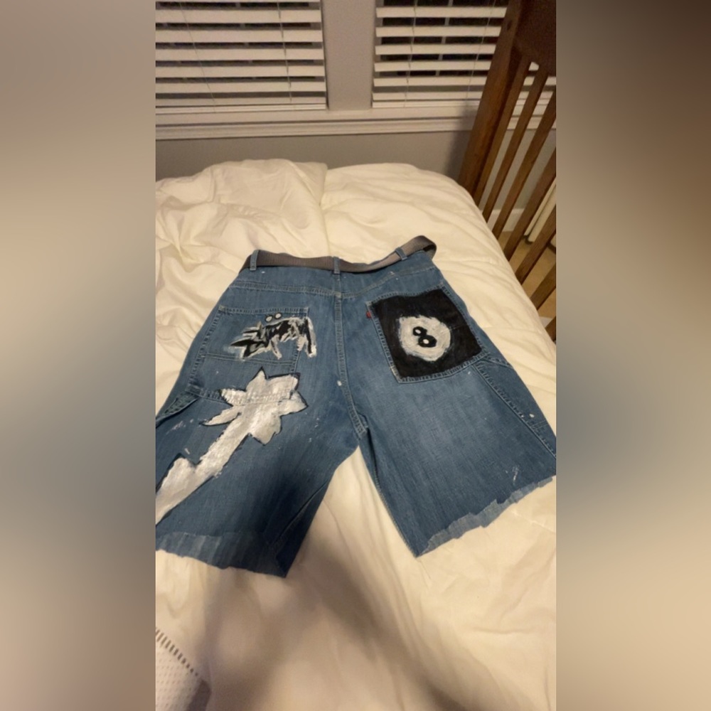 Custom Levi’s stussy bape  jorts